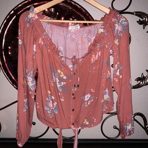 Off the shoulder long sleeved crop top